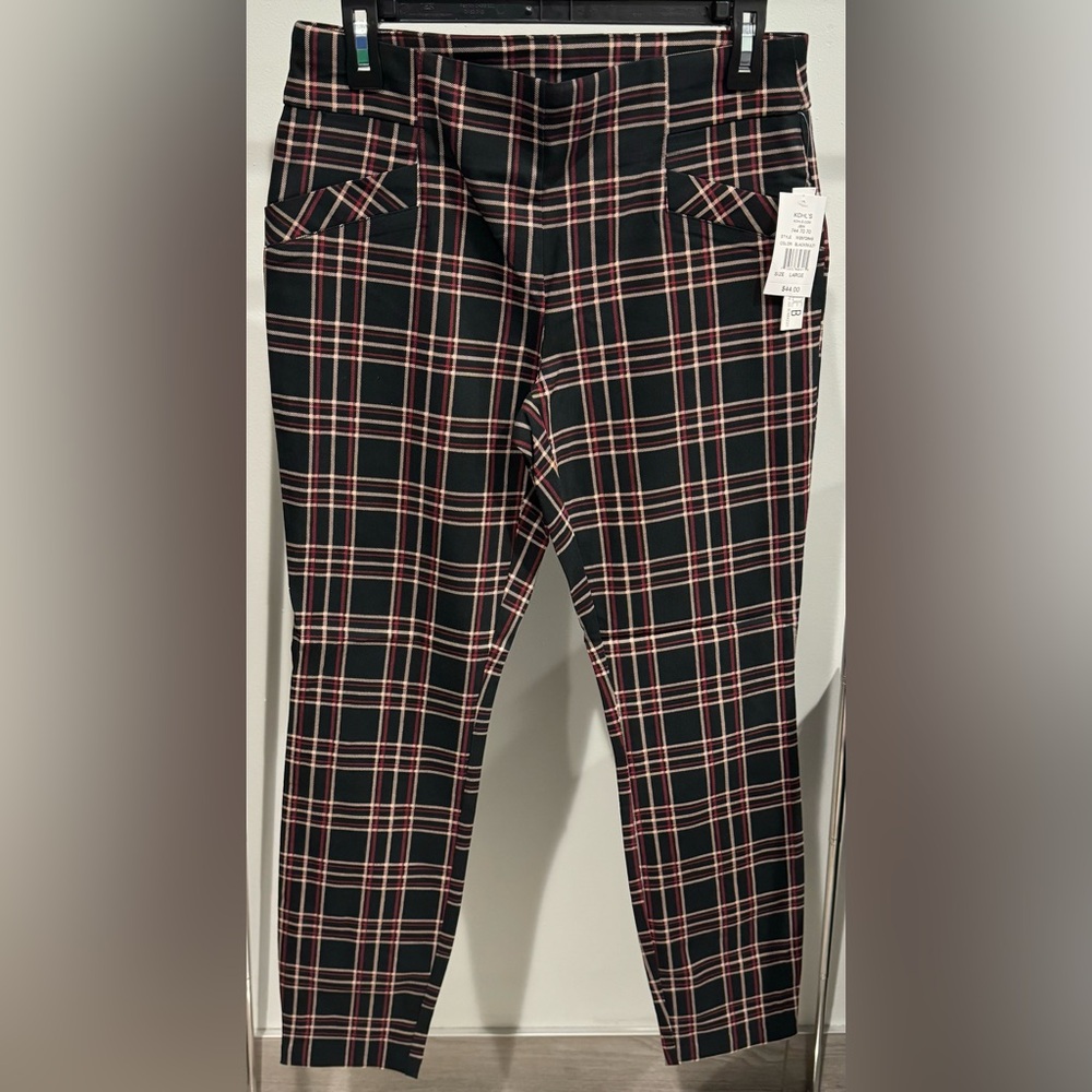 Joe B Black, Red, & White Plaid Pants Size L New With Tags